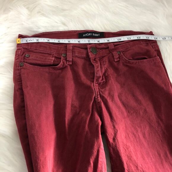 Angry Rabbit Skinny Jeans Red Denim Style ASK300 Mid Rise Size 26 Inseam 32" - Picture 7 of 10